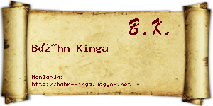 Báhn Kinga névjegykártya